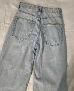 Wide leg light blue denim