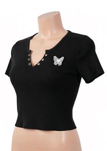 Butterfly Ribbed Crop Top