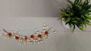 Pearl & Red Flower Hair Vine