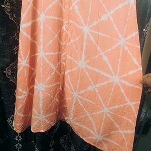Peach Tie-Dye Casual Dress