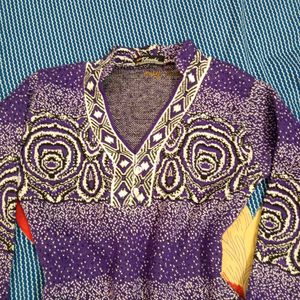 Purple Floral Knit Tunic Top