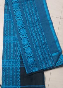 Begumpuri Blue 💙 Black 🖤 Pure Cotton Saree