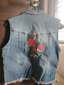 Sleeveless Denim Jacket Worn Only Once.