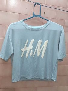 H&M Light Blue Graphic Tee