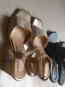 Golden+black Heels