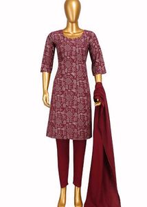 Maroon Printed Kurta Set