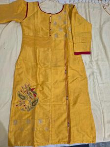 Yellow Embroidered Kurti