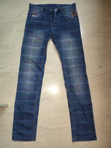 Blue Plaid Detail Jeans