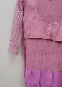 Elegant Pink Embroidered Saree Set