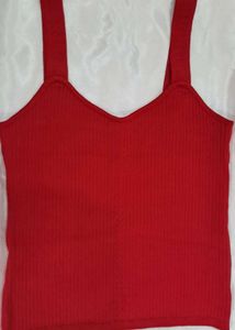 Red Ribbed Tank Top - Casual Staple