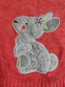 Cute Bunny and blue green striped sweater