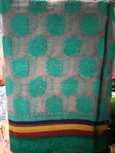 Less Used Brasso Silk Grey&amp;SeaGreen Colour Saree