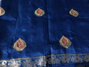 Navy Blue Complete Saree With Fall And Piko