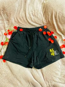 Black &#39;Attitude&#39; Shorts