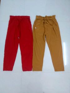 Women Red and musturd Yellow  Trousers