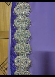 Purple Saree With Heavy Lace Border