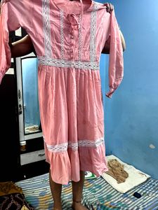 Pink Lace Trim Dress