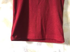 Ribbed Maroon Top
