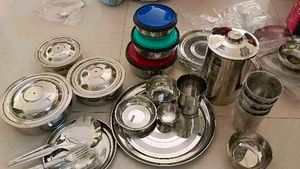 61 PIECE STAINLESS STEEL DINNER SET