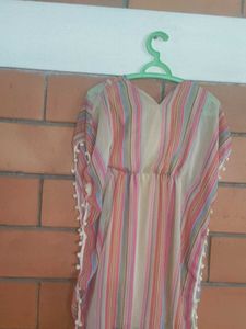 Striped Kaftan Cover-Up