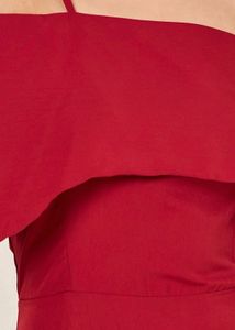 Chic Red Off-Shoulder Midi Dress