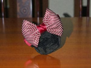 New Hair bow clip with net Red colour 1pc