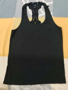 Black Lace Back Tank Top