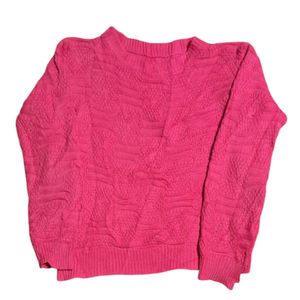 Pink Textured Pullover Sweater