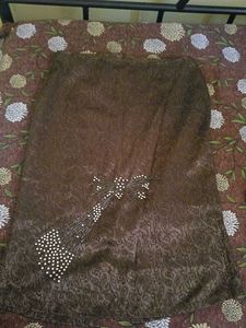 Olive Brown Embellished V-Neck Top