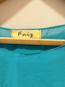Teal Blouse with Colorful Cuffs
