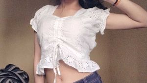 White Crochet Korean Top
