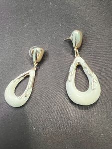 Offwhite And Golden Dangle Earrings