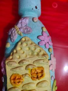 Handmade Clay Bottle With Paper Flower Vase Combo