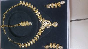 Golden And White Stones Necklace.