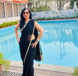 Beautiful Black Saree With Lace Work And Blouse