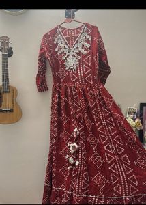Maroon Mirror Work Kurta