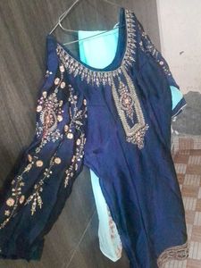 Ethnic Set OfBlue SWith Firoji Shraara And Duppat