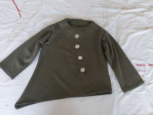Olive Green Asymmetrical Button Blouse