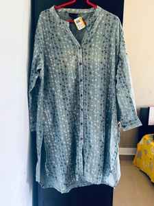 Relaxed Fit Sage Green Floral Tunic kurtaShirt