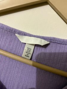H&amp;M Women&#39;s Ribbed Cropped Cardigan in Lavender
