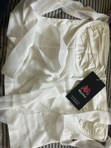White Tie-Shoulder Corset Top