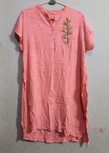 CASUAL WEAR PINK KURTI. BUST SIZE=30-48