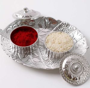 Silver Pooja Thali Set Magic Book Combo Se