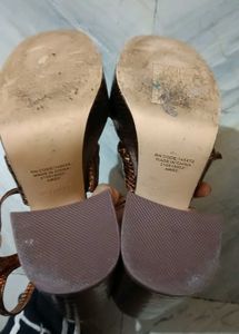 Gold Snakeskin Platform Heels