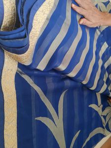 Elegant Blue Floral Saree