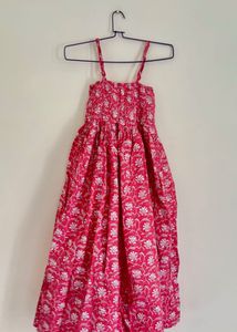 Pink Floral Print Dress