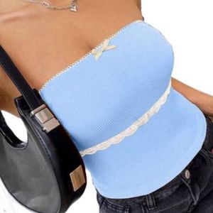 Baby Blue Tube Top with Lace