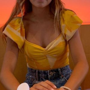 Original Zara Yellow Puff Sleeve Top