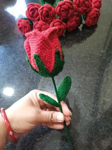 Crochet Red Wine Cup Rose