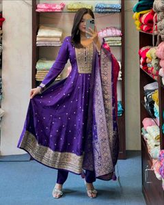 Elegant Purple Anarkali Kurta Set